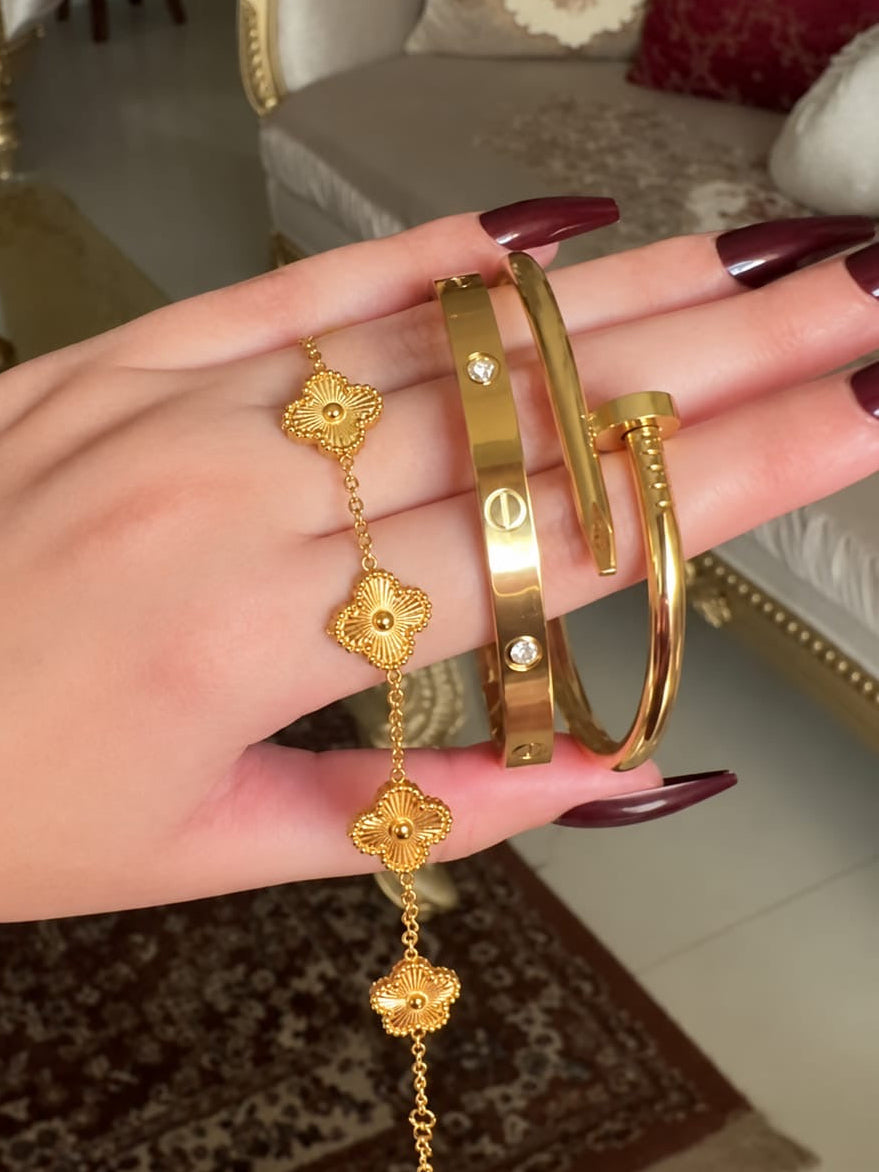 Clover & Gold bracelet Stack ( Set of 3)